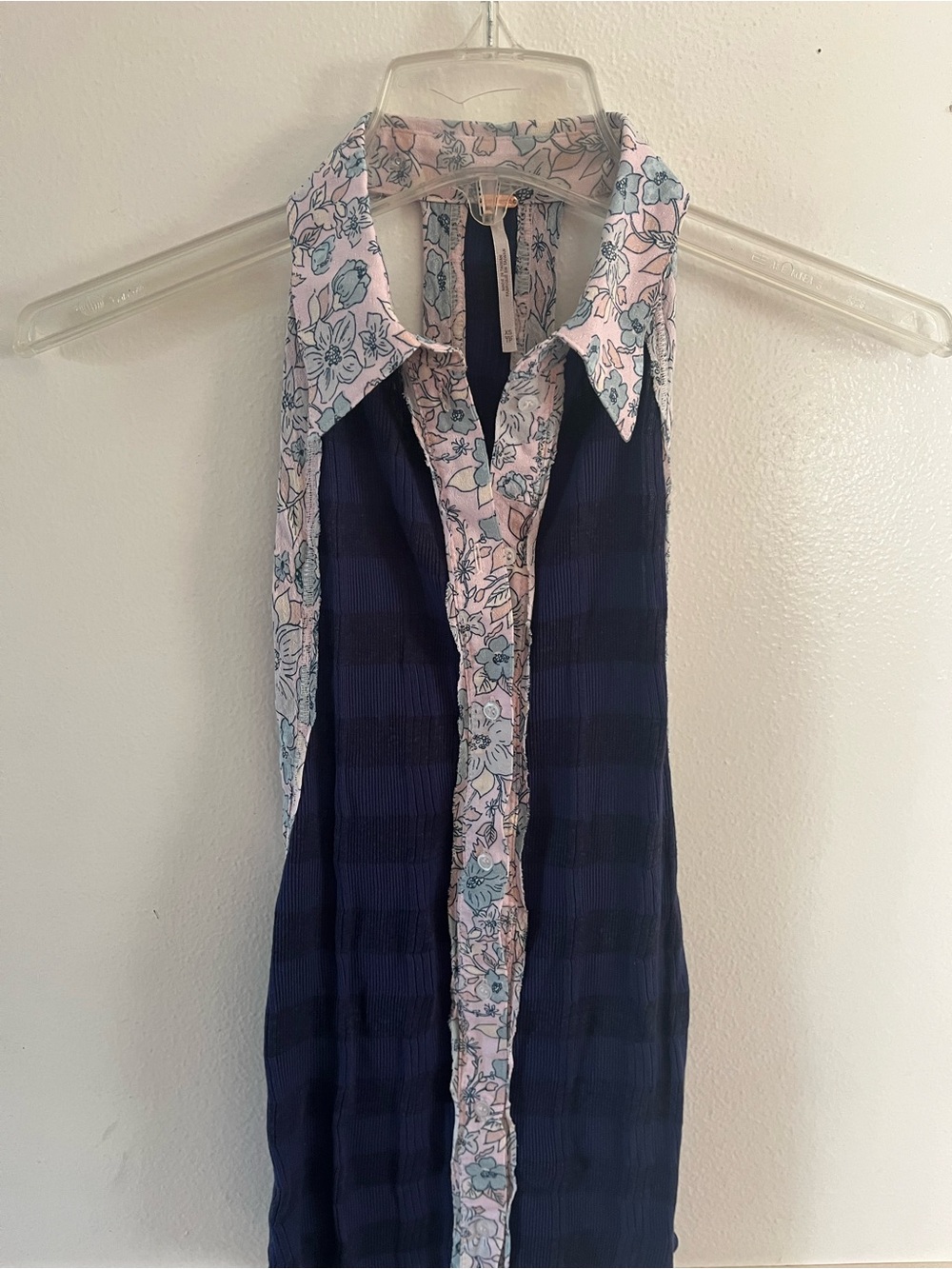 Free People T back collared button down floral tank XS